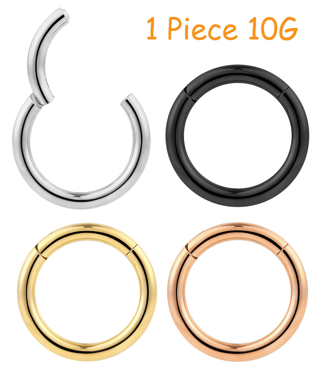 Piece 10G Steel Polished Hinged Segment Nose Ring Piercing