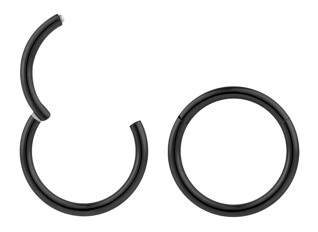 Pair 14G Steel Polished Hinged Hoop Segment Rings Sleeper