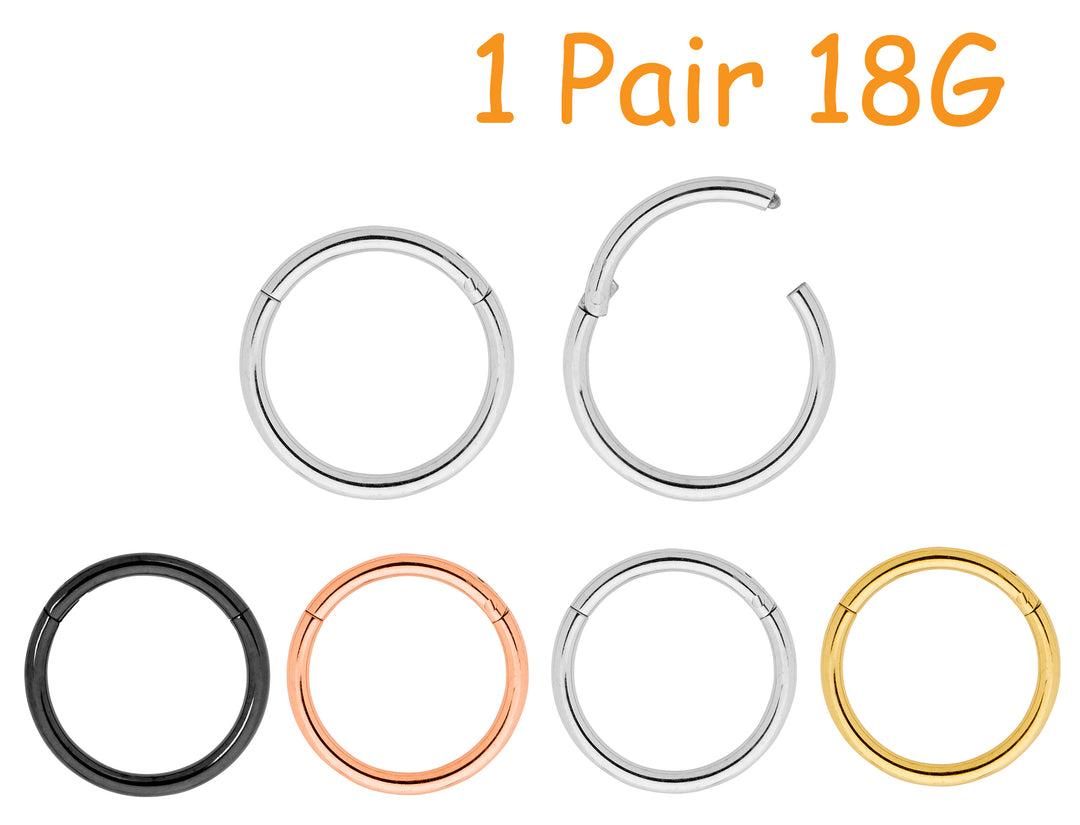1 Pair 18G Stainless Steel Polished Hinged Hoop Segment Rings Sleeper Earrings 5mm-13mm - PFGWholesale