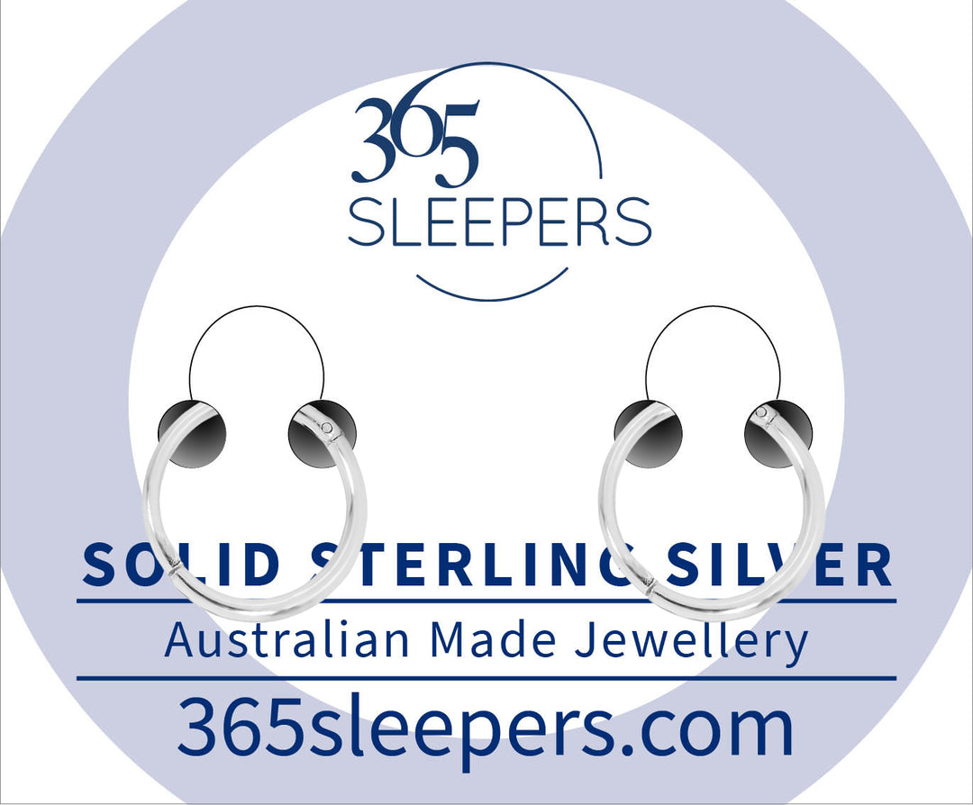 Sterling Silver Polished Hinged Hoop Sleeper Earrings 8mm - 14mm - PFGWholesale