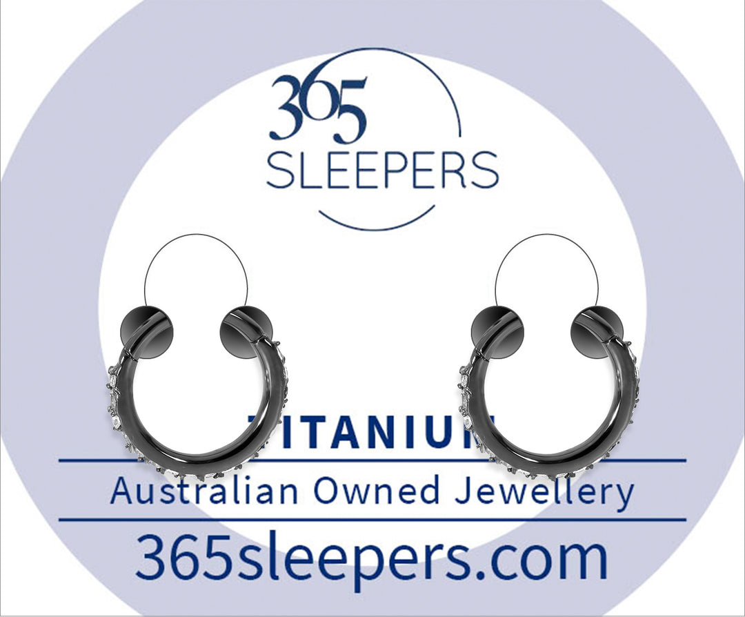 1 Pair 16G Titanium Pave Gem Hinged Hoop Segment Rings Sleeper Earrings 6mm - 14mm - PFGWholesale