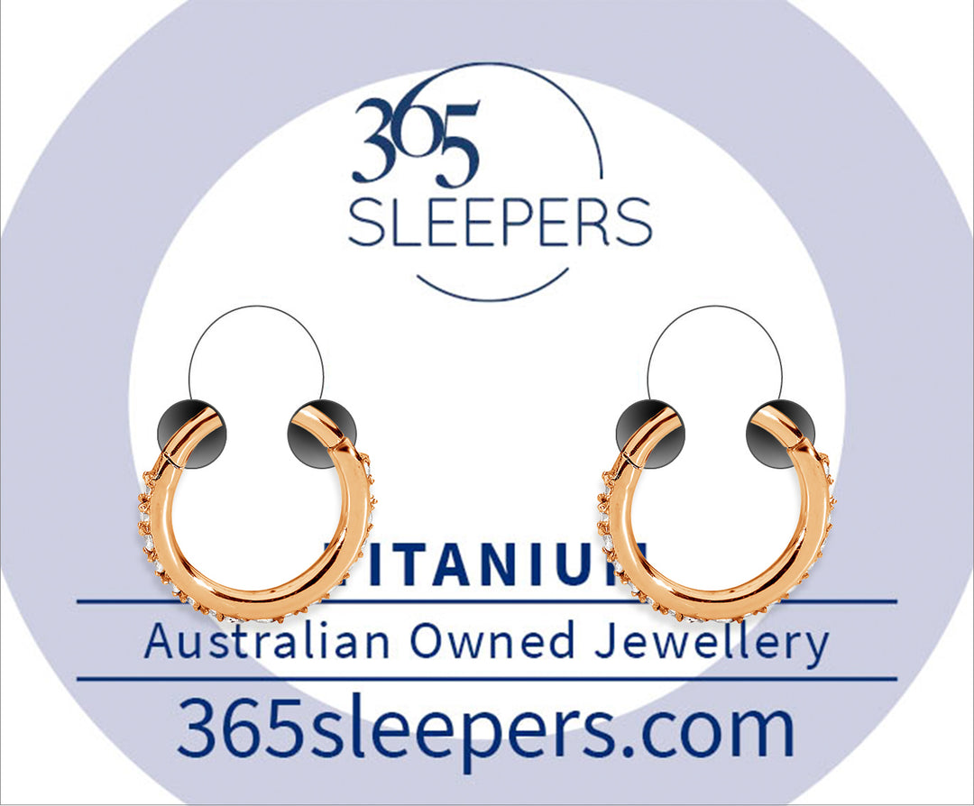 1 Pair 16G Titanium Pave Gem Hinged Hoop Segment Rings Sleeper Earrings 6mm - 14mm - PFGWholesale