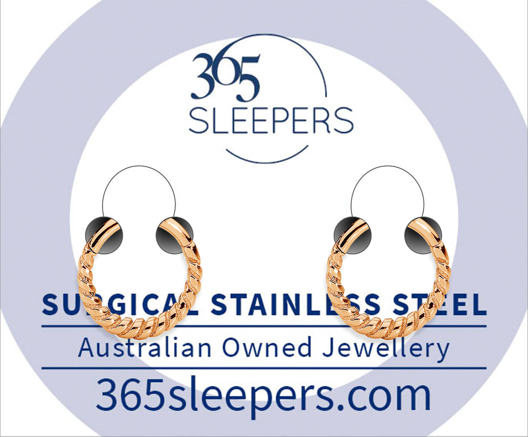 1 Pair 16G Stainless Steel Twist Hinged Hoop Segment Rings Sleeper Earrings 8mm 10mm - PFGWholesale