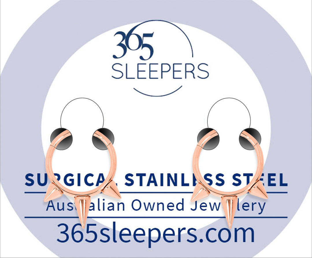 1 Pair 16G Stainless Steel Spike Hinged Hoop Segment Rings Sleeper Earrings 8mm 10mm - PFGWholesale