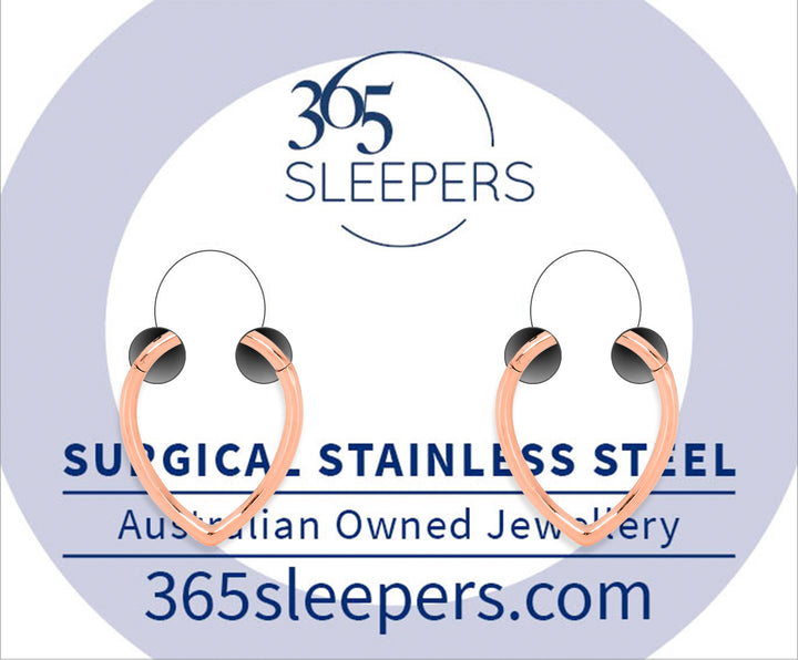 1 Pair 16G Stainless Steel Tear Drop Pear Shape Hinged Hoop Segment Rings Sleeper Earrings 8mm 10mm - PFGWholesale