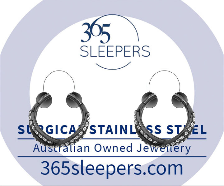 1 Pair 16G Stainless Steel Crossover Double Gem Hinged Hoop Segment Rings Sleeper Earrings 8mm 10mm - PFGWholesale