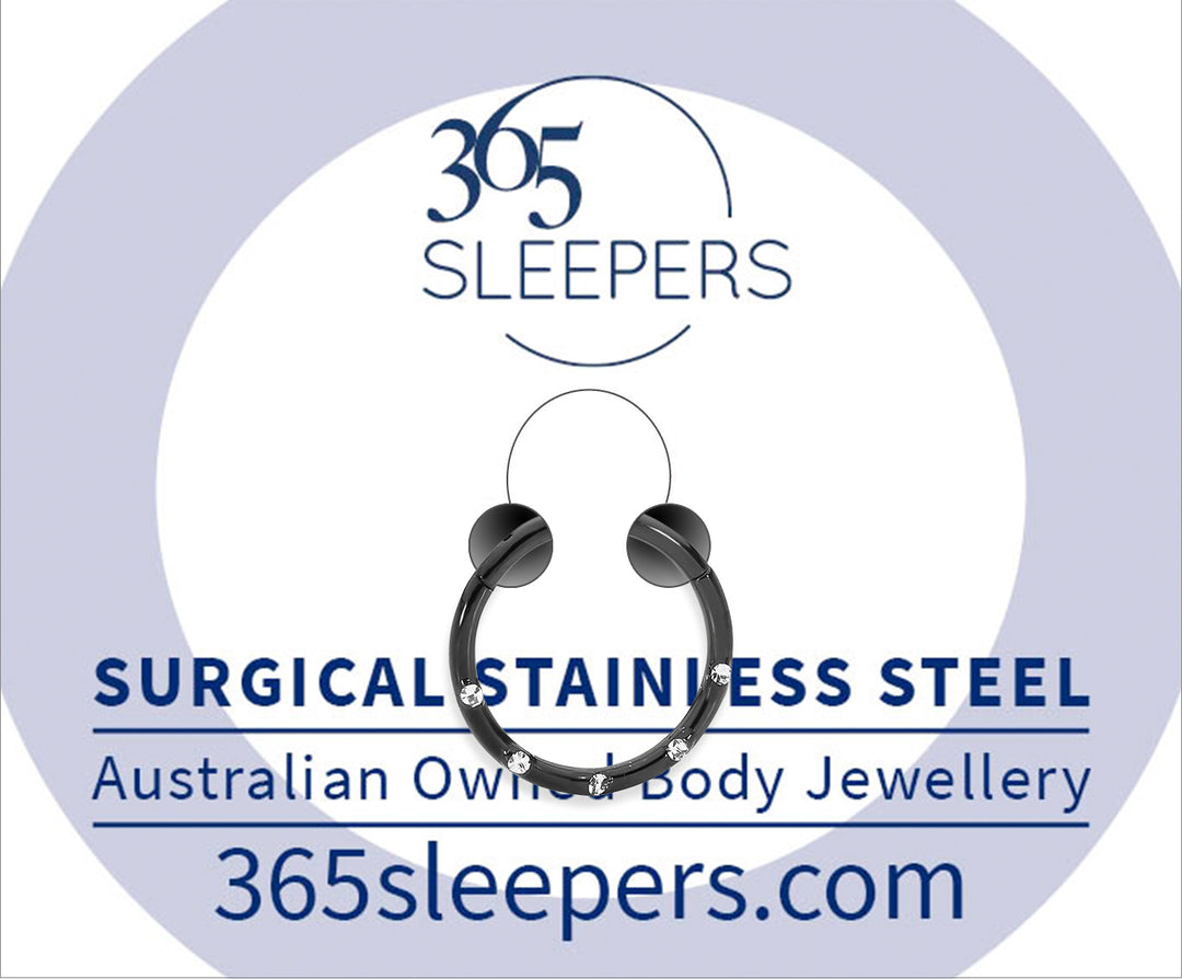 1 Piece 16G Stainless Steel Gem Hinged Hoop Segment Nose Ring Piercing Earring 8mm 10mm - PFGWholesale