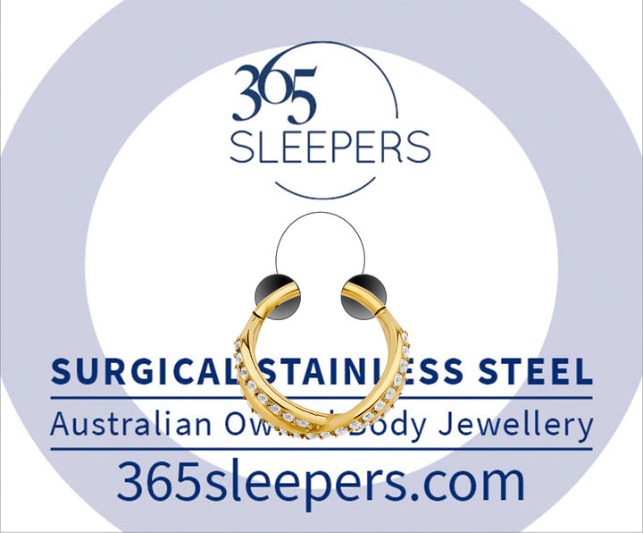1 Piece 16G Stainless Steel Gem Double Crossover Hinged Hoop Segment Ring Piercing Earring 8mm 10mm - PFGWholesale