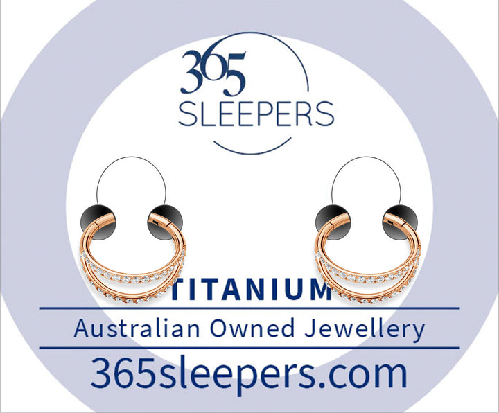 1 Pair 16G Titanium Gem Double Hinged Hoop Segment Rings Sleeper Earrings 8mm 10mm - PFGWholesale