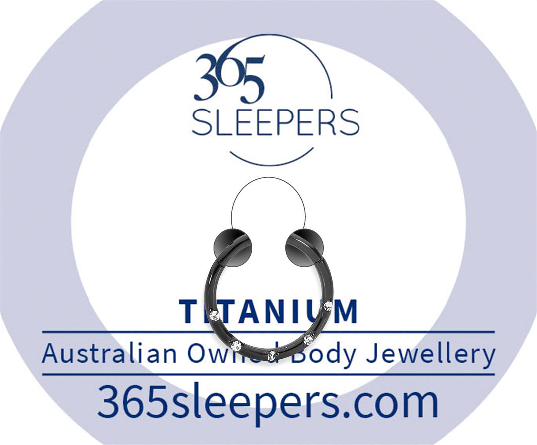 365 Sleepers 1 Piece Titanium 5 Gem Hinged Segment Ring - 16G - PFGWholesale