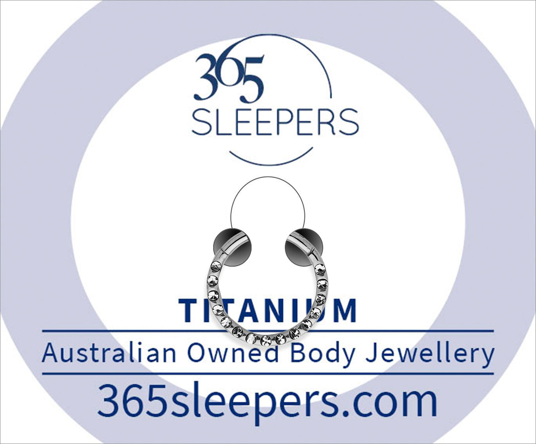 365 Sleepers 1 Piece Titanium Gem Hinged Segment Ring - 16G - PFGWholesale