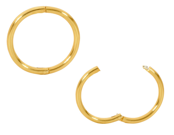 1 Pair 22ct Gold Plated Sterling Silver Polished Hinged Hoop Sleeper Earrings 8mm - 14mm