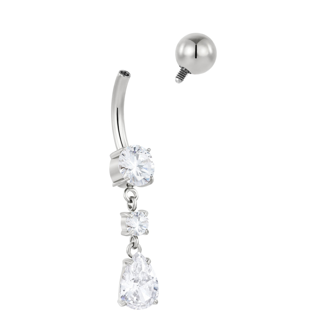 Titanium Internally Threaded Belly Button Ring Navel Barbell Gem Dangle Body Piercing Jewellery 10mm