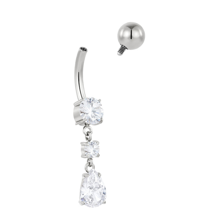 Titanium Internally Threaded Belly Button Ring Navel Barbell Gem Dangle Body Piercing Jewellery 10mm