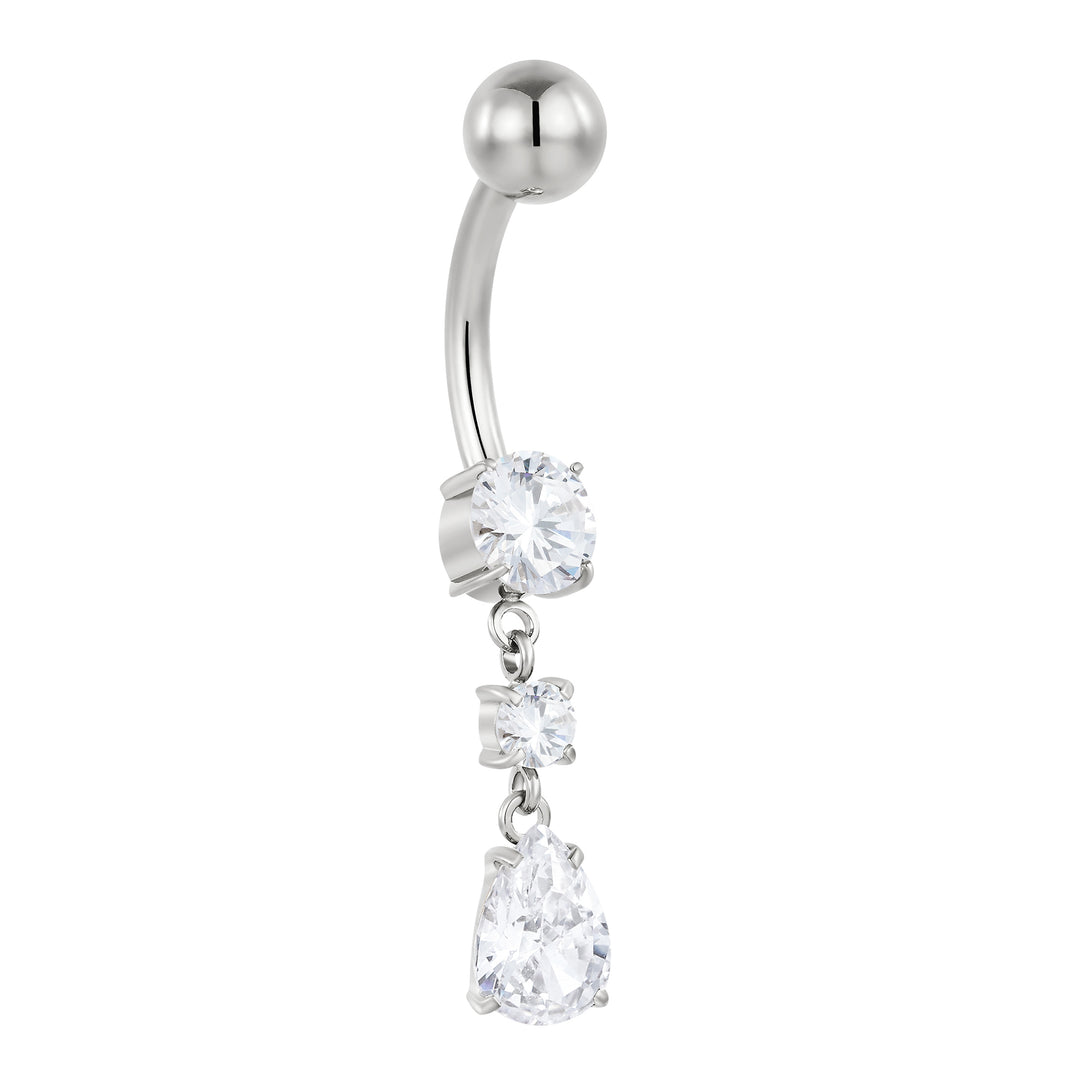 Titanium Internally Threaded Belly Button Ring Navel Barbell Gem Dangle Body Piercing Jewellery 10mm