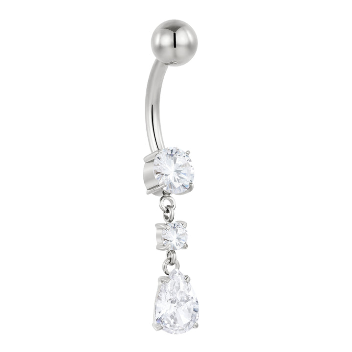 Titanium Internally Threaded Belly Button Ring Navel Barbell Gem Dangle Body Piercing Jewellery 10mm