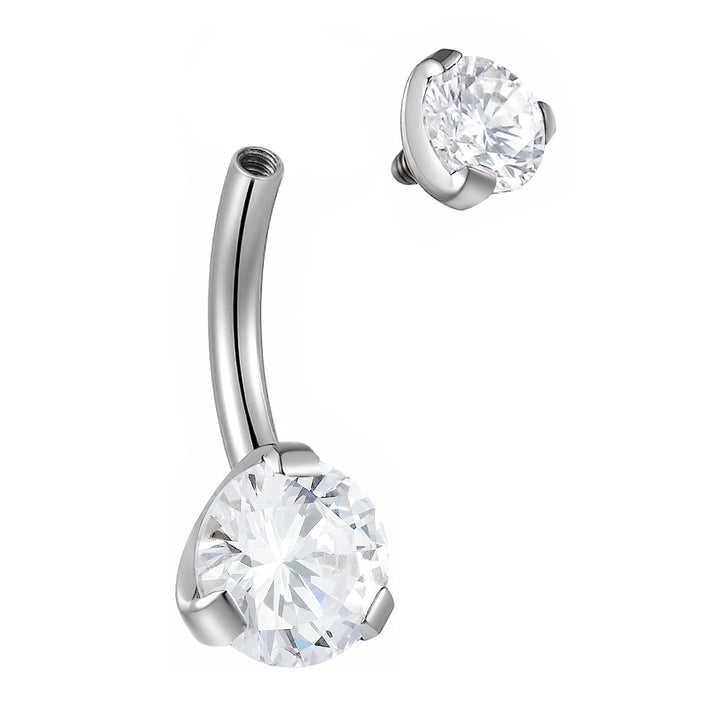 1pc Titanium Gem Internally Threaded Belly Bar - PFGWholesale
