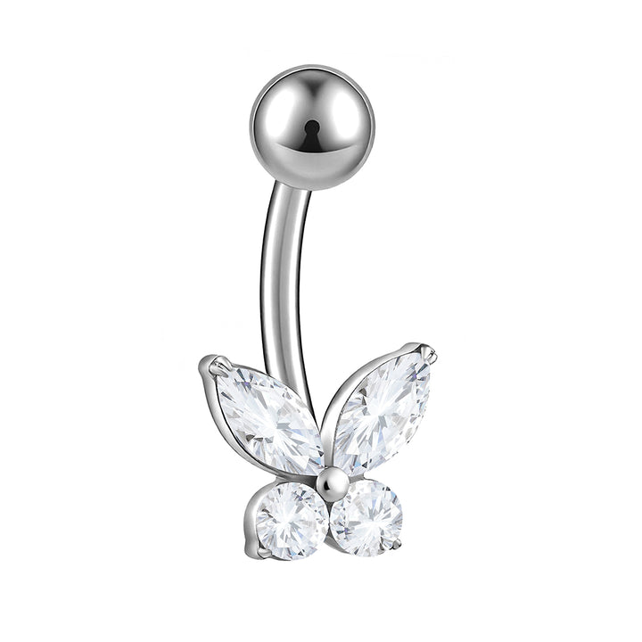 1pc Titanium Butterfly Gem Internally Threaded Belly Bar - PFGWholesale