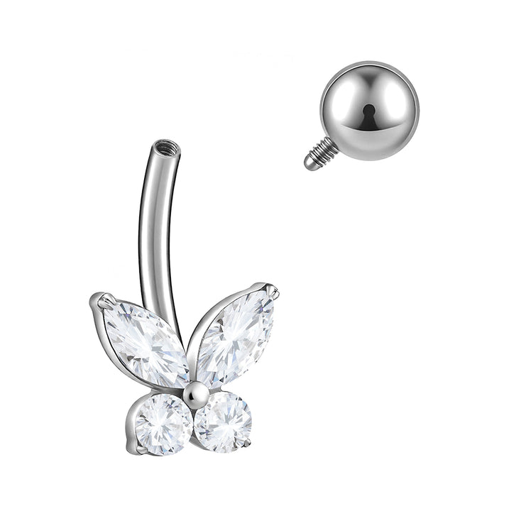 1pc Titanium Butterfly Gem Internally Threaded Belly Bar - PFGWholesale