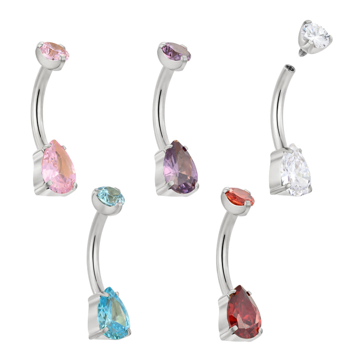 1pc Titanium Internally Threaded Gem Belly Bar