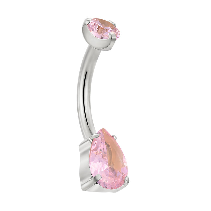 Titanium Internally Threaded Belly Button Ring Navel Barbell Pink Blue Amethyst Red Crystal Gem Body Piercing Jewellery 10mm