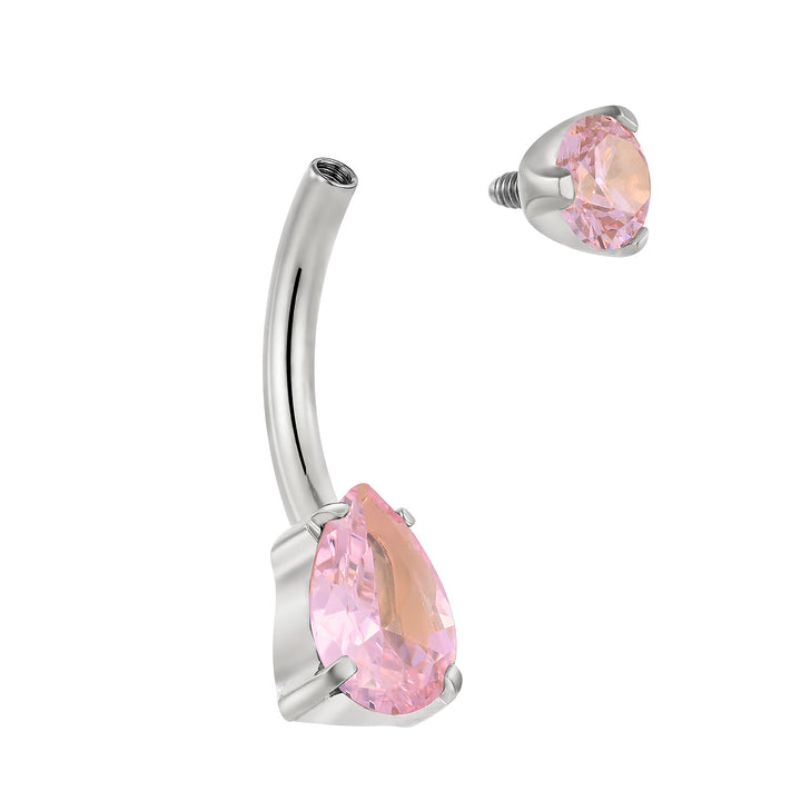 Titanium Internally Threaded Belly Button Ring Navel Barbell Pink Blue Amethyst Red Crystal Gem Body Piercing Jewellery 10mm