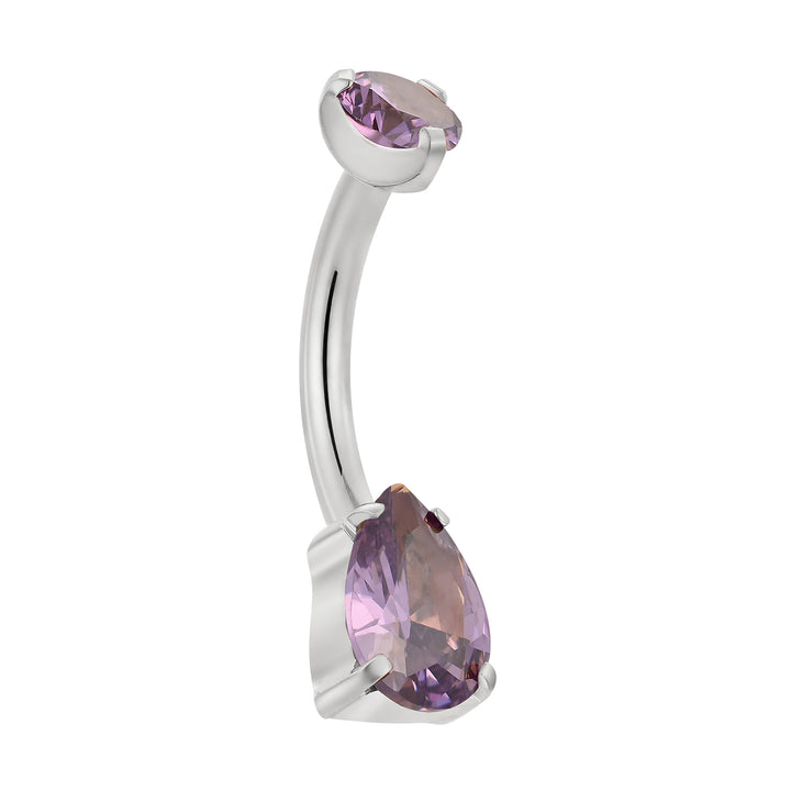 Titanium Internally Threaded Belly Button Ring Navel Barbell Pink Blue Amethyst Red Crystal Gem Body Piercing Jewellery 10mm