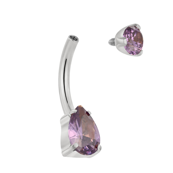 Titanium Internally Threaded Belly Button Ring Navel Barbell Pink Blue Amethyst Red Crystal Gem Body Piercing Jewellery 10mm
