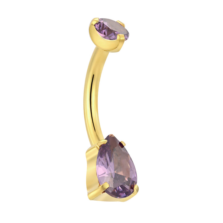 Titanium Internally Threaded Belly Button Ring Navel Barbell Pink Blue Amethyst Red Crystal Gem Body Piercing Jewellery 10mm