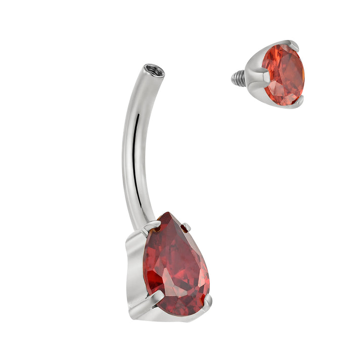 Titanium Internally Threaded Belly Button Ring Navel Barbell Pink Blue Amethyst Red Crystal Gem Body Piercing Jewellery 10mm