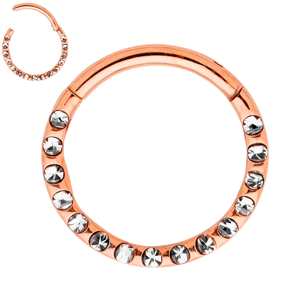 2pcs Titanium Gem Hinged Hoop Segment Ring Earrings - PFGWholesale