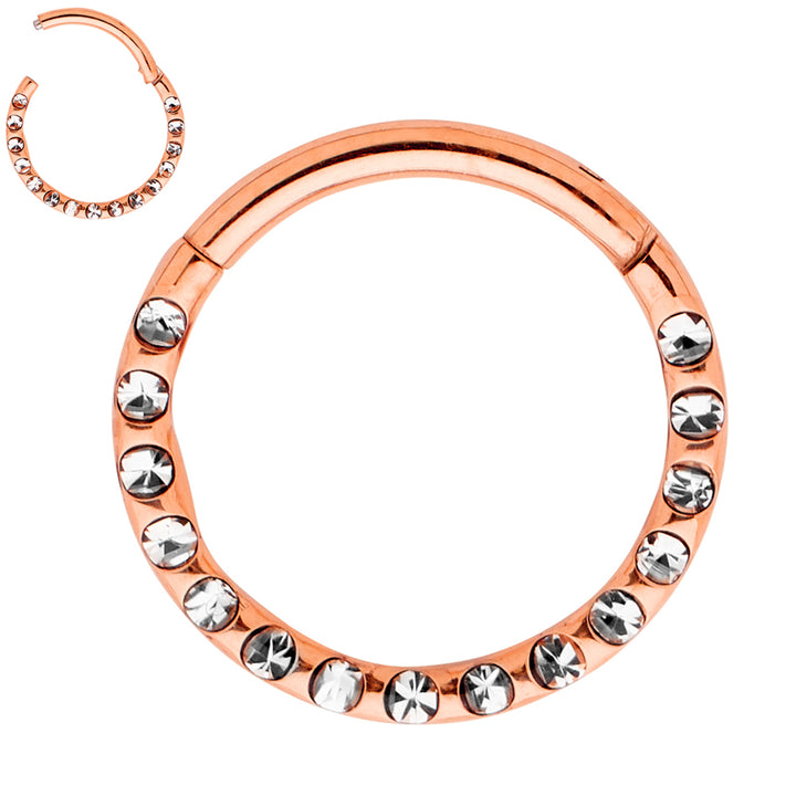 2pcs Titanium Gem Hinged Hoop Segment Ring Earrings - PFGWholesale