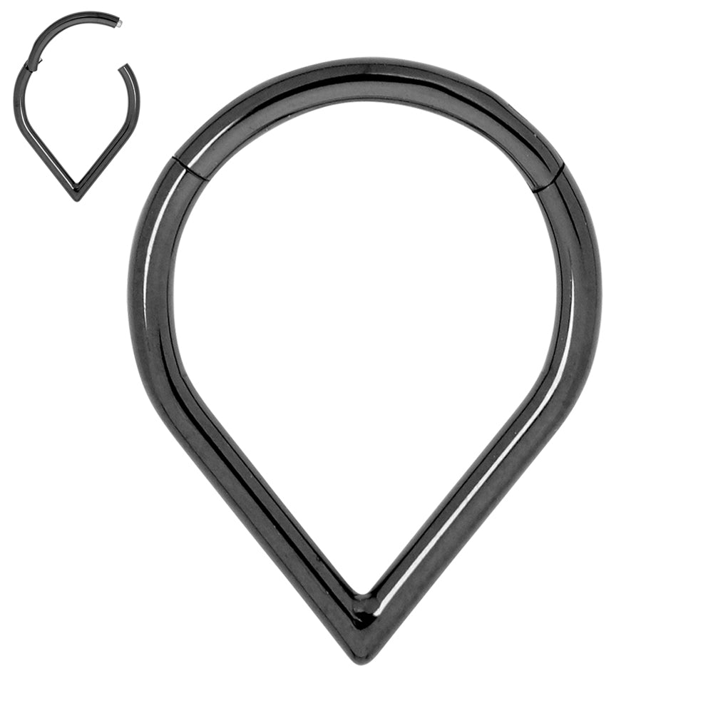 2pcs Titanium Tear Drop Hinged Hoop Segment Ring Earrings - PFGWholesale