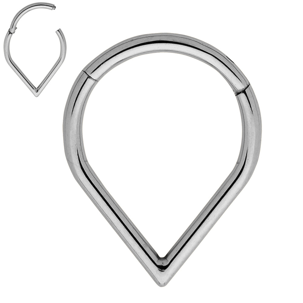 2pcs Titanium Tear Drop Hinged Hoop Segment Ring Earrings - PFGWholesale