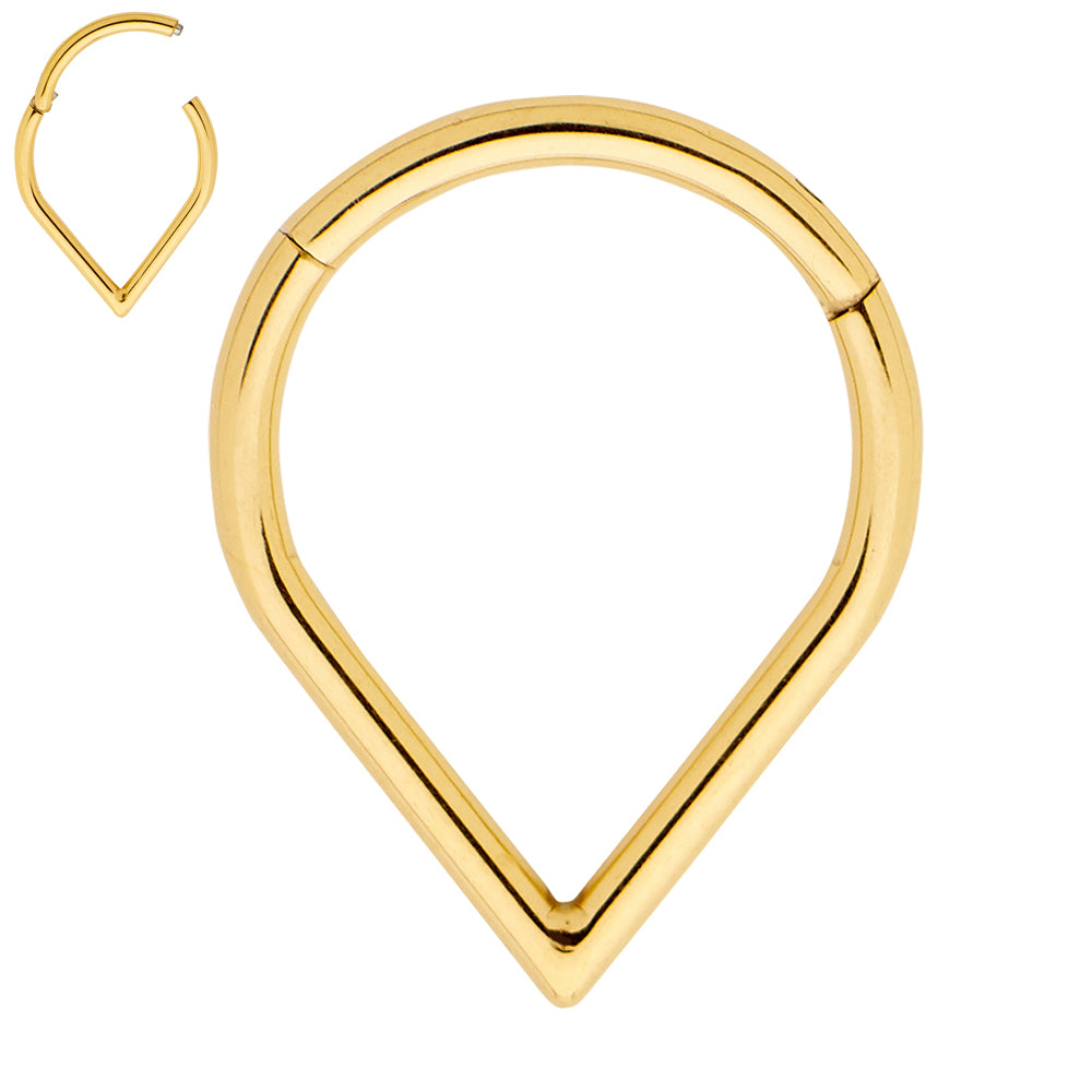 2pcs Titanium Tear Drop Hinged Hoop Segment Ring Earrings - PFGWholesale