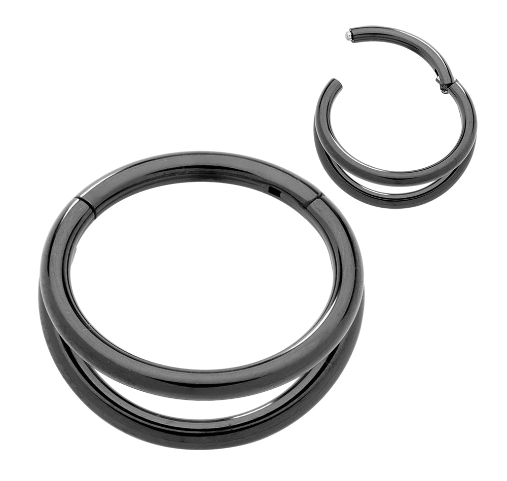 2pcs Titanium Double Hinged Hoop Segment Ring Earrings - PFGWholesale