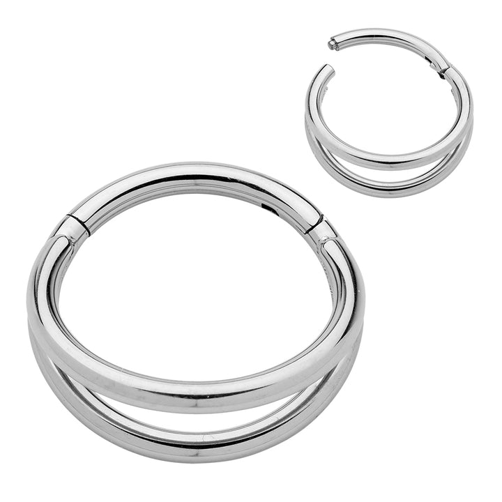2pcs Titanium Double Hinged Hoop Segment Ring Earrings - PFGWholesale