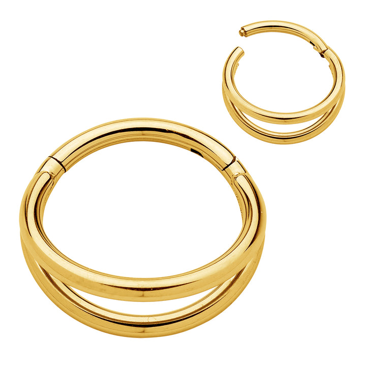 2pcs Titanium Double Hinged Hoop Segment Ring Earrings - PFGWholesale