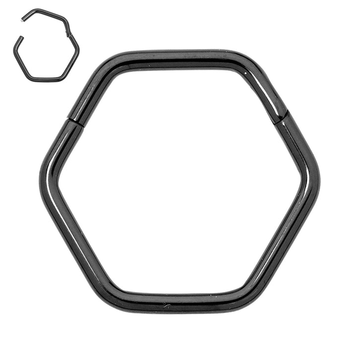 2pcs Titanium Hexagonal Hinged Hoop Segment Ring Earrings - PFGWholesale