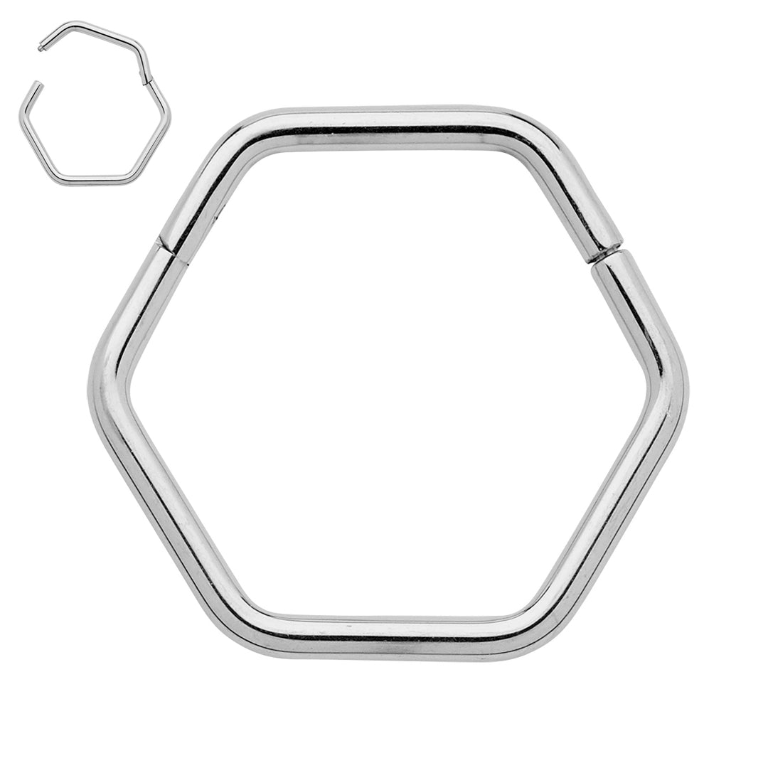 2pcs Titanium Hexagonal Hinged Hoop Segment Ring Earrings - PFGWholesale