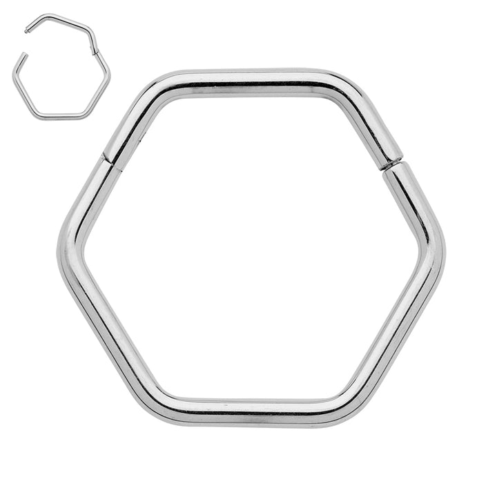 2pcs Titanium Hexagonal Hinged Hoop Segment Ring Earrings - PFGWholesale