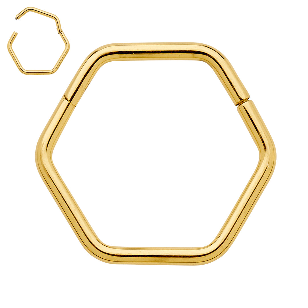 2pcs Titanium Hexagonal Hinged Hoop Segment Ring Earrings - PFGWholesale