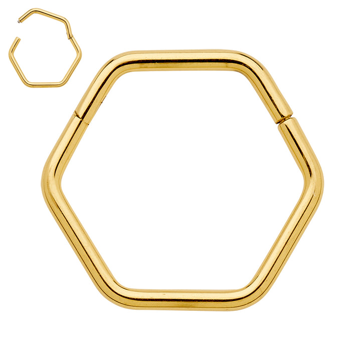 2pcs Titanium Hexagonal Hinged Hoop Segment Ring Earrings - PFGWholesale