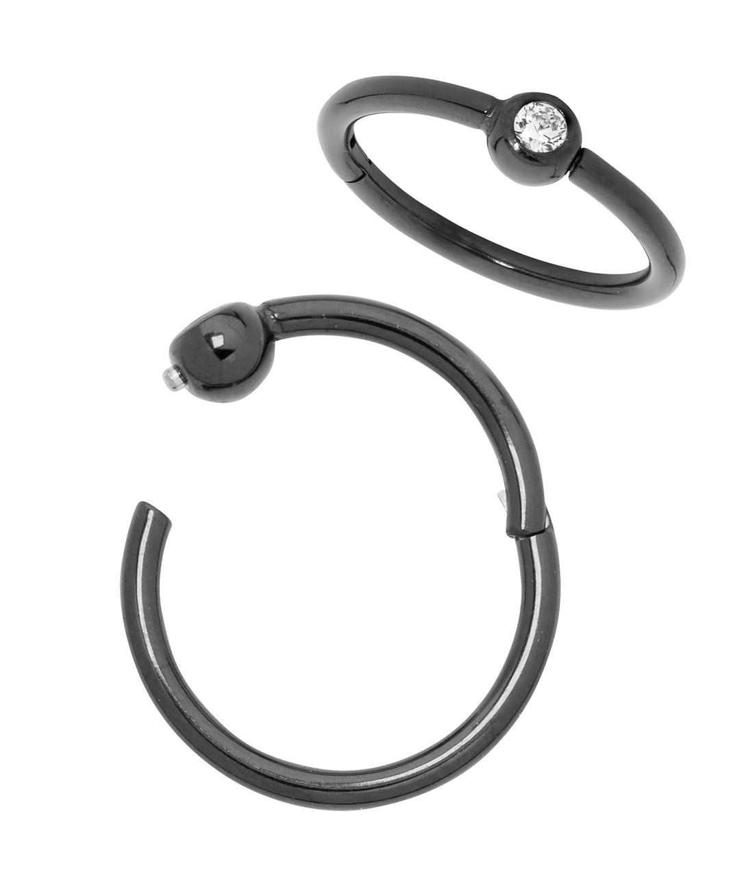 1 Piece 18G Titanium Gem BCR Hinged Hoop Segment Ball Closure Ring Piercing Earring 6mm - 10mm - PFGWholesale