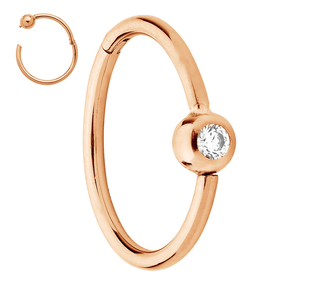 2pcs Titanium Gem Ball Closure Ring BCR Hinged Hoop Segment Ring Earrings - PFGWholesale