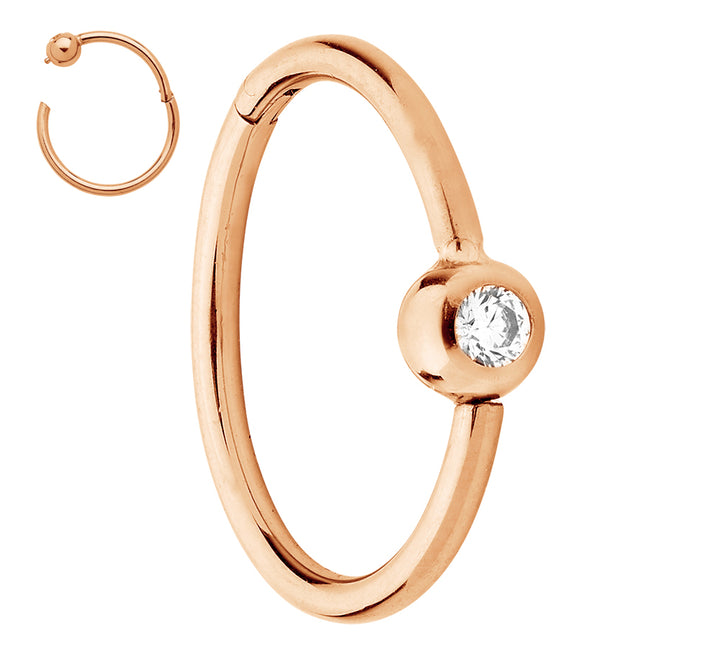 2pcs Titanium Gem Ball Closure Ring BCR Hinged Hoop Segment Ring Earrings - PFGWholesale