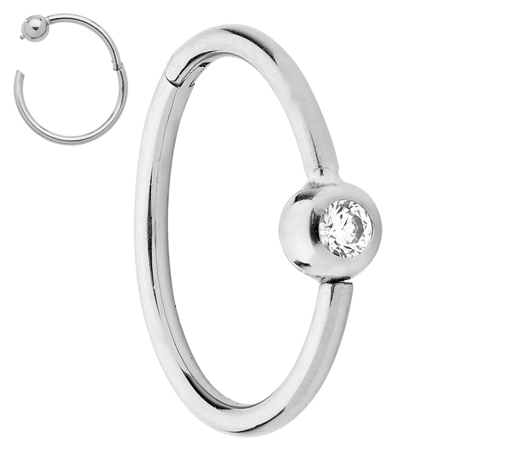 2pcs Titanium Gem Ball Closure Ring BCR Hinged Hoop Segment Ring Earrings - PFGWholesale