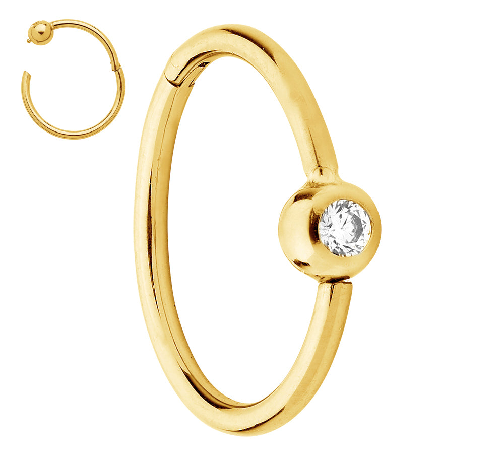 2pcs Titanium Gem Ball Closure Ring BCR Hinged Hoop Segment Ring Earrings - PFGWholesale