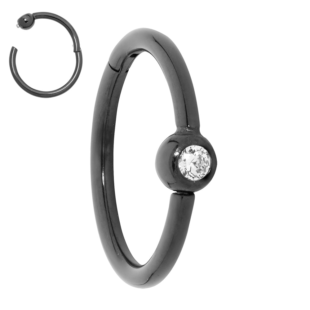 2pcs Titanium Gem Ball Closure Ring BCR Hinged Hoop Segment Ring Earrings - PFGWholesale