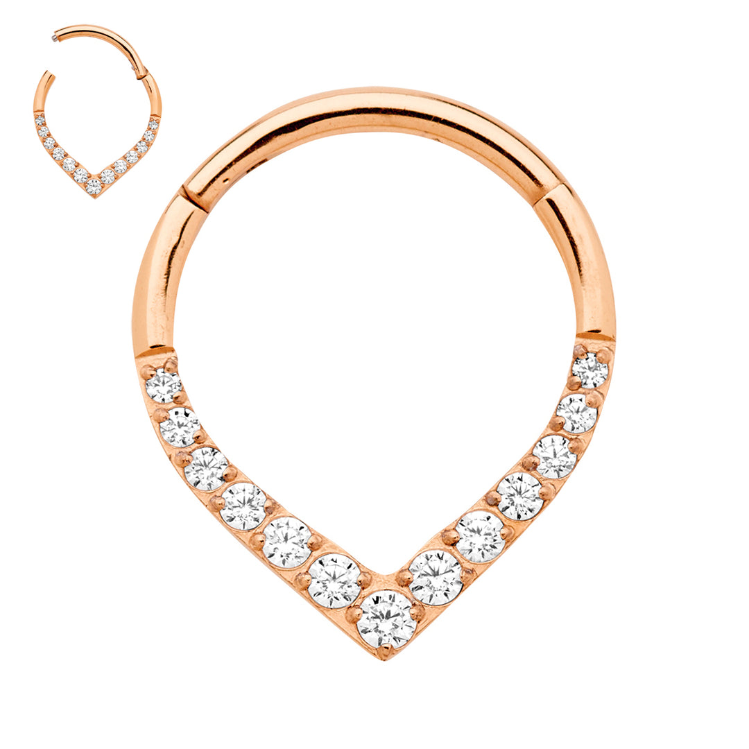 2pcs Titanium Gem Tear Drop Hinged Hoop Segment Ring Earrings - PFGWholesale